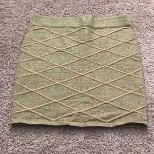 Knit gold mini skirt